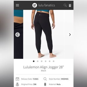 Lululemon 28” Align Jogger Size 10